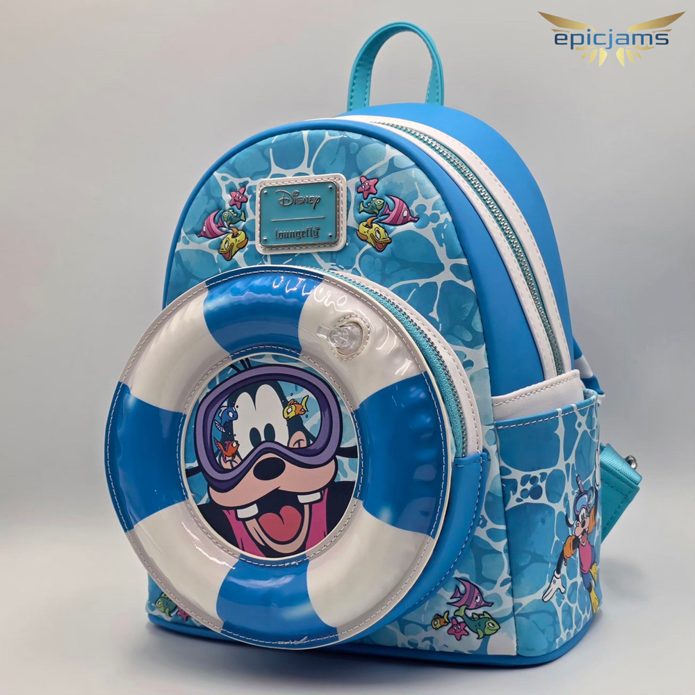 Loungefly Disney Goofy Floatie Ocean Fish Blue Mini Backpack New - Picture 3 of 8